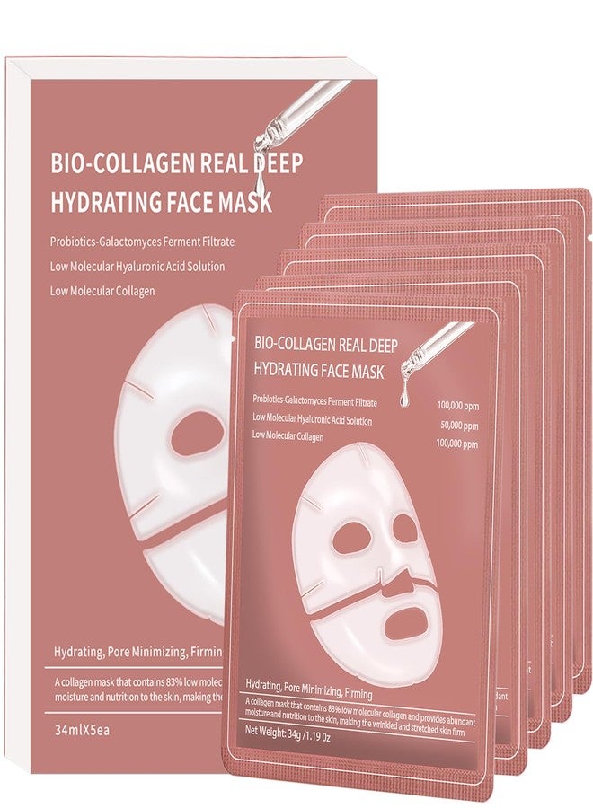 Loobexery 5 Pack Bio-Collagen Face Mask, Collagen Face Mask Overnight, Hydrating Hydrogel Facial, Deeply Hydrates, Minimizes Pores, And Enhances Elasticity - Image 1